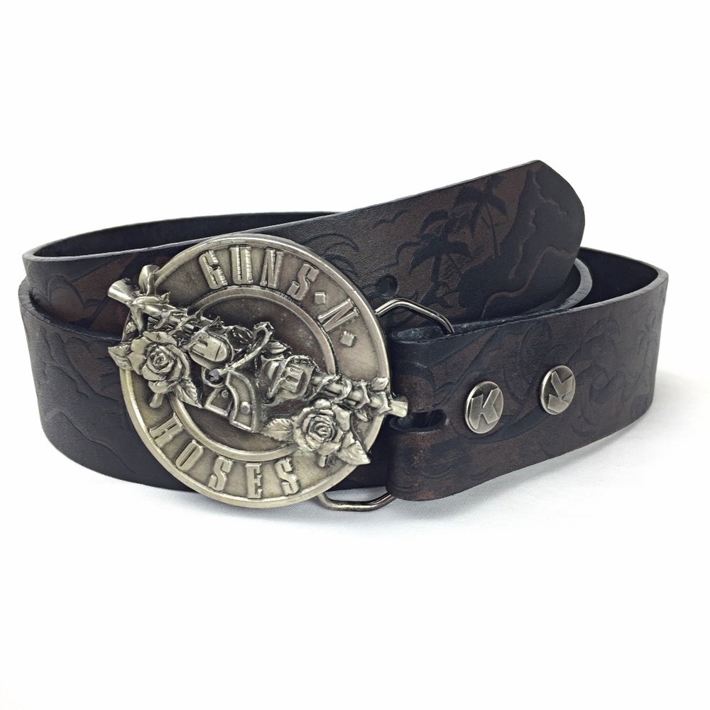 Vintage Guns & Roses Brockum Embossed Leather Belt